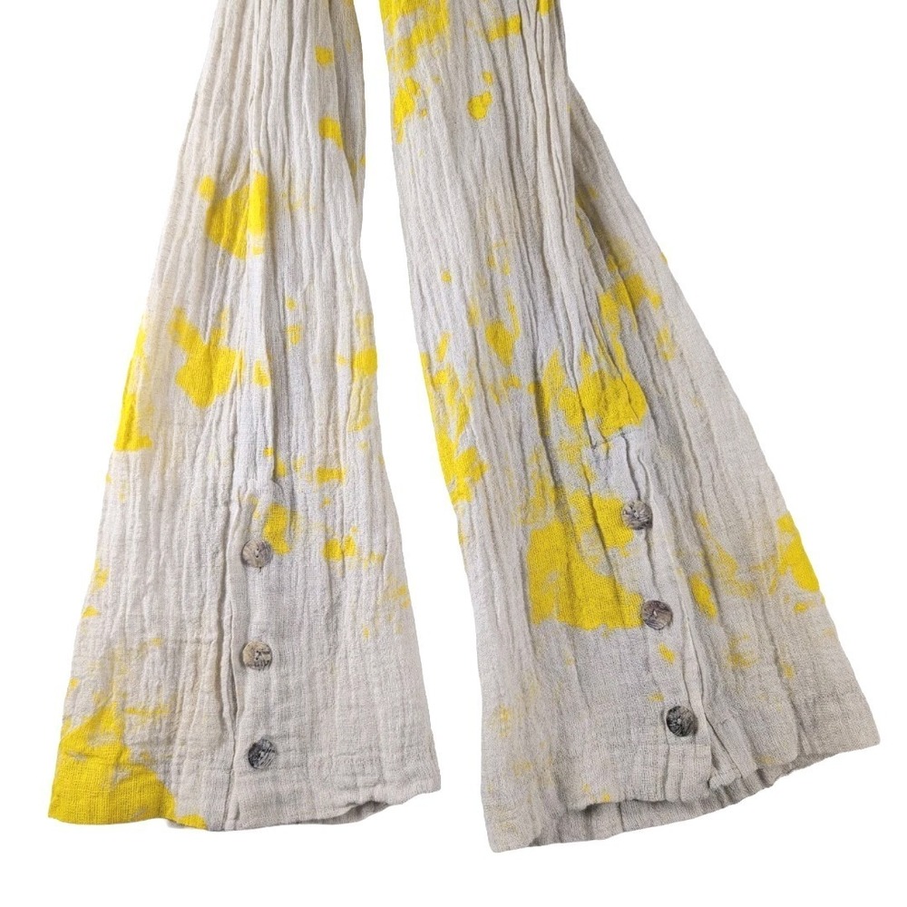 LUUKAA Linen Blend Yellow Paint Splatter Drawstring Pants Fire Collection Size 6 - Picture 4 of 7